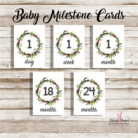 Printable Baby Milestone Cards Woodland Themed Milestone Cards Baby