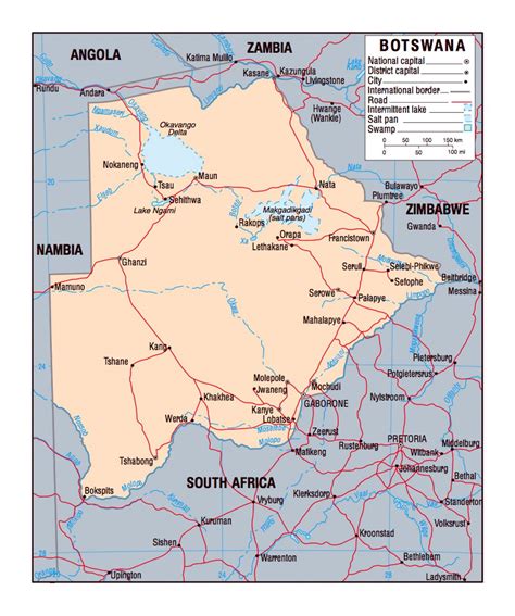 Political Map Of Botswana Botswana Africa Mapsland Maps Of The