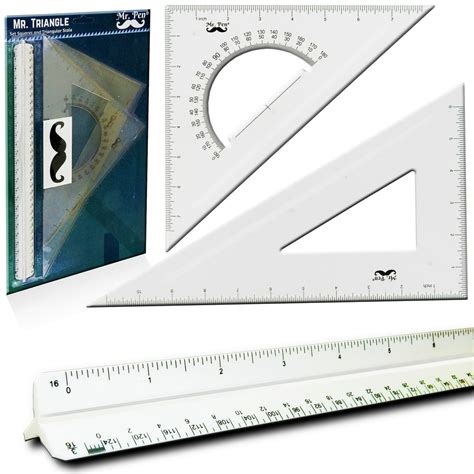 Mr Pen 3 Pc Large Triangular Ruler Set Triangular Scale 11 3060