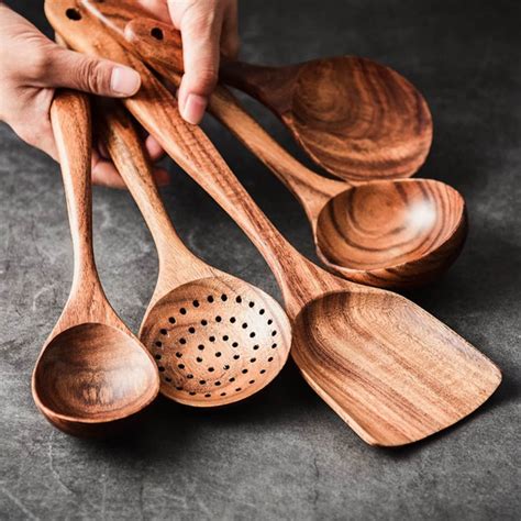 11 Pieces Teak Wooden Kitchen Utensil Set Handmade Nonstick | Etsy