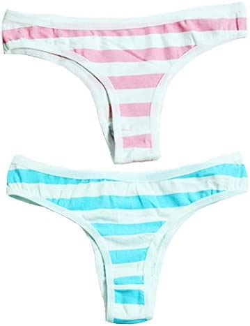Buy Joyralcos Japanese Striped Panties Bikini Cotton Anime Blue Pink