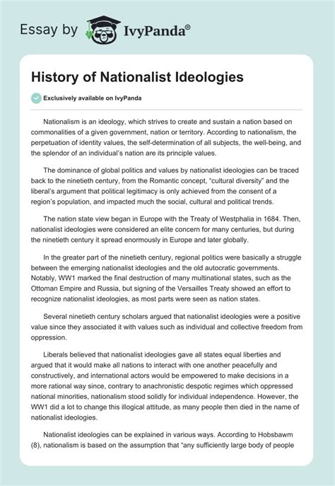 History Of Nationalist Ideologies 1119 Words Critical Writing Example