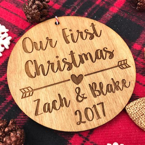 Our First Christmas Ornament Personalized Wood Ornament Etsy