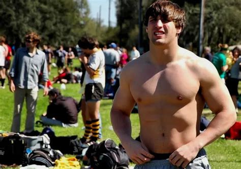 Shirtless Male Jock Frat Boy College Hunk Beefy Dude In Park Photo X