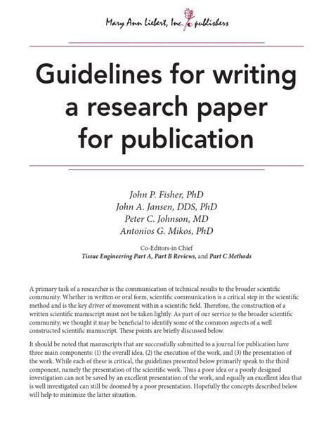 Guidelines For Writing A Research Paper For Publication Abstract