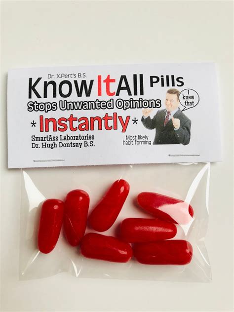 Gag Gift Bags KNOW IT ALL Pills Joke Hilarious Birthday Etsy
