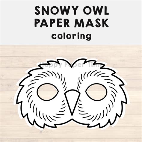 Snowy Owl Paper Mask Printable Polar Animal Coloring Craft Activity