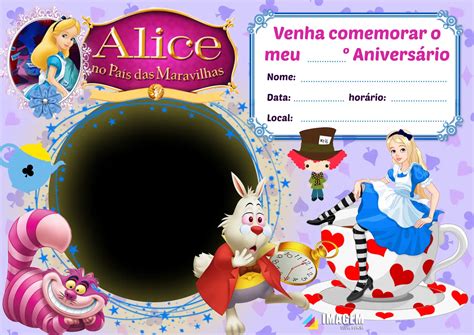 Alice No Pa S Das Maravilhas Convite De Anivers Rio Infantil Imagem Legal