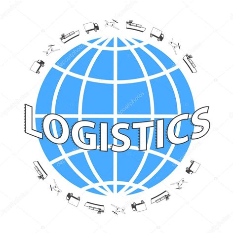 Global Logistics Network Set Icons Truck Airplane Cargo Ship