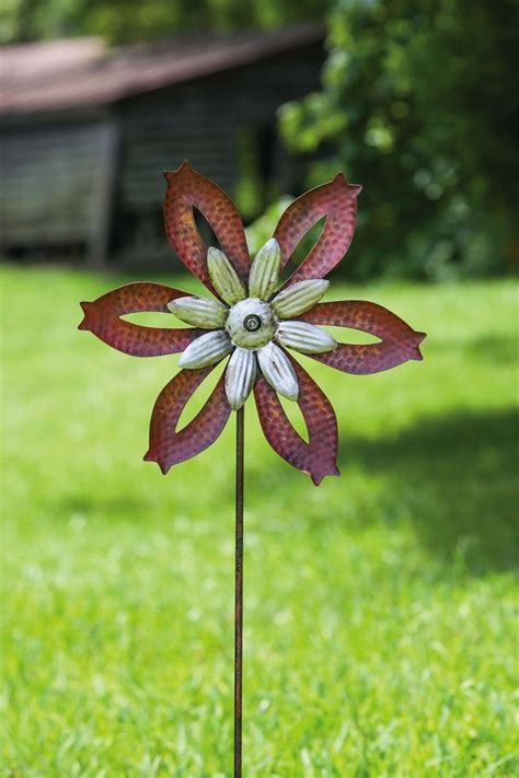 Rustic Metal Windmill Spinner Kinetic Garden Stake Garden Owl Lawn And