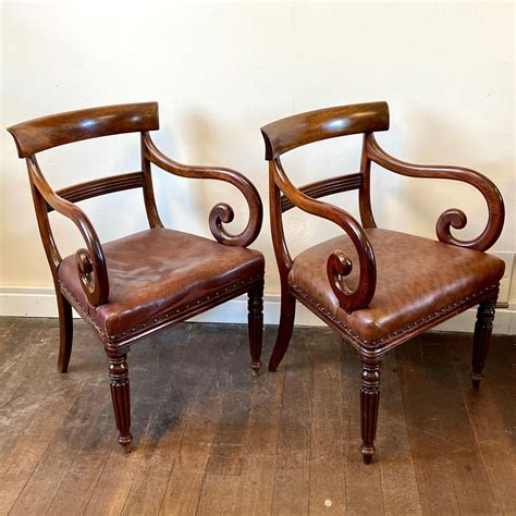 Pair Of Regency Mahogany Scroll Arm Chairs Antique Chairs Hemswell