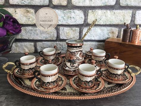 Turkish Coffee Set Traditional Turkish Coffee Cups And Copper Etsy