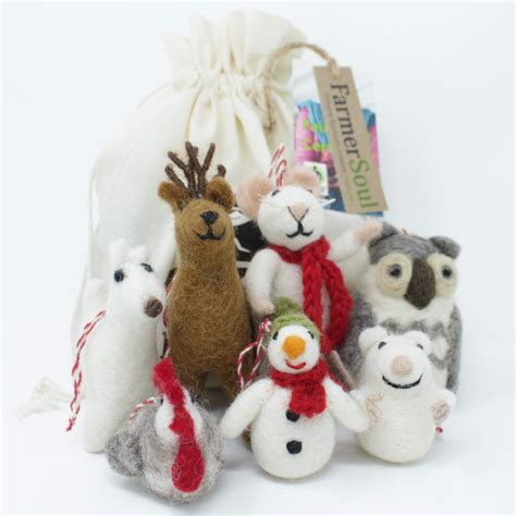 Felt Wool Christmas Ornament Handmade Classic Animal Felt Etsy