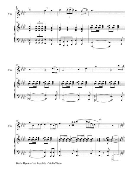 Battle Hymn Of The Republic Duet Violin And Pianoscore And Parts