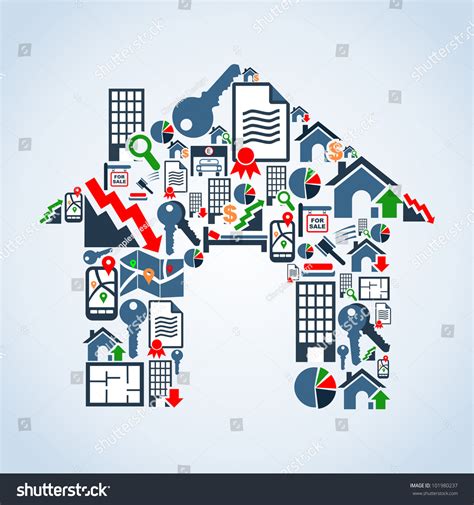 Real Estate Icon Set House Silhouette Stock Vector