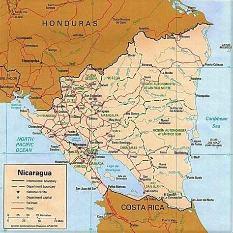 ⊛ Mapa De Nicaragua 🥇 Político And Físico Imprimir Colorear 2023