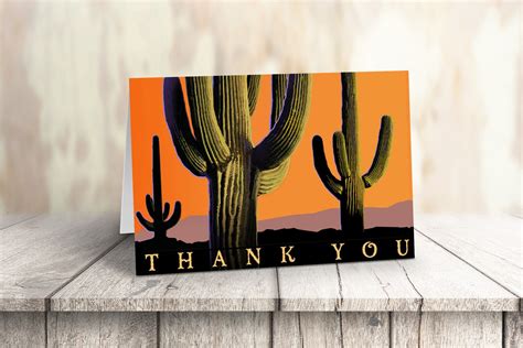 Desert Saguaro Cactus Thank You Note Card 10 Boxed Cards And Etsy Uk