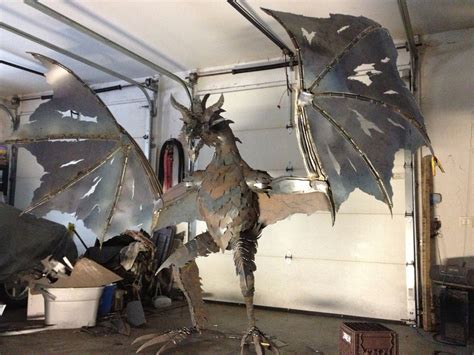 Massive Metal Dragon Sculpture The Green Head