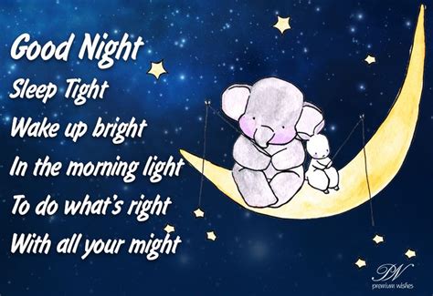 Good Night Sleep Tight Wake Up Bright Good Night Wishes Premium