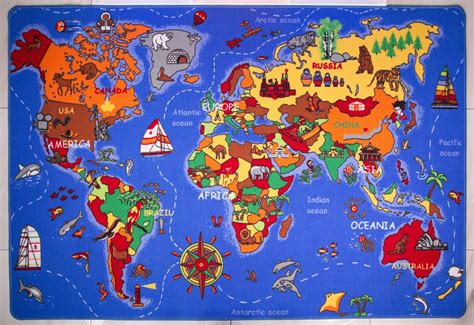 Kids Educational World Map Rug Kukoon Rugs Official Online Store