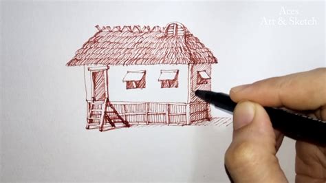 Sketching Nipa Hut Bahay Kubo Aces Art Youtube