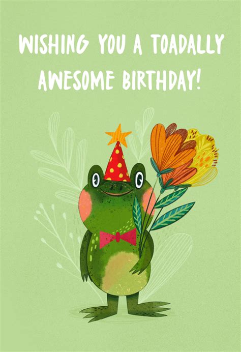 Happy Frog With Flowers Birthday Card Greetings Island Happy