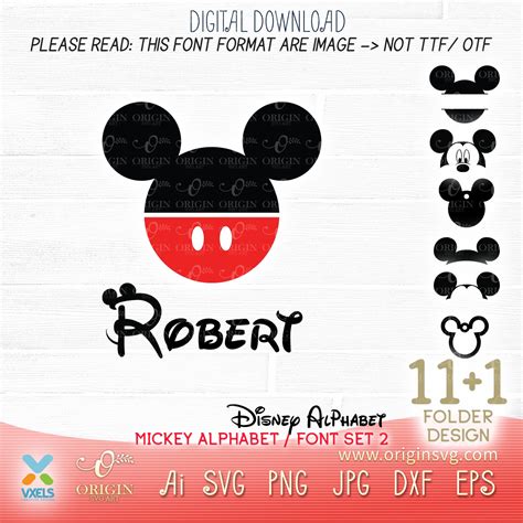 Disney Font Alphabet Svg Mickey Mouse Cricut Silhouette Name Tag Birthday