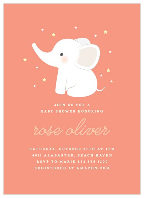 Girl Elephant Baby Shower Invitations By Basic Invite