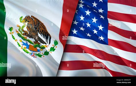 Mexico And Usa Flags 3d Waving Flag Design Mexico Usa Flag Picture