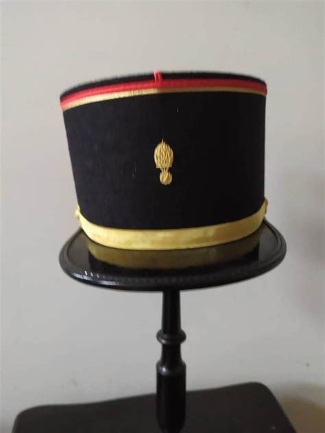 Vintage French Military Kepi Black Felt Hat With Gold And Etsy