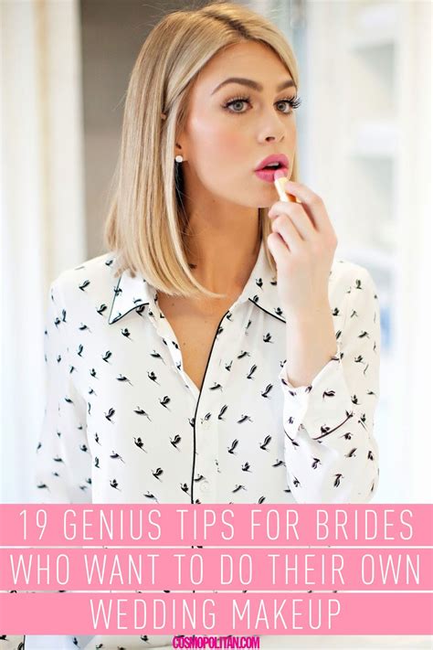 Expect both hair and makeup respectively to take 30 to 45 minutes per bridesmaid (and mother of bride) and 60 to 90 minutes for the bride. 19 Genius Tips for Brides Who Want to Do Their Own Wedding Makeup | Wedding makeup tips, Diy ...