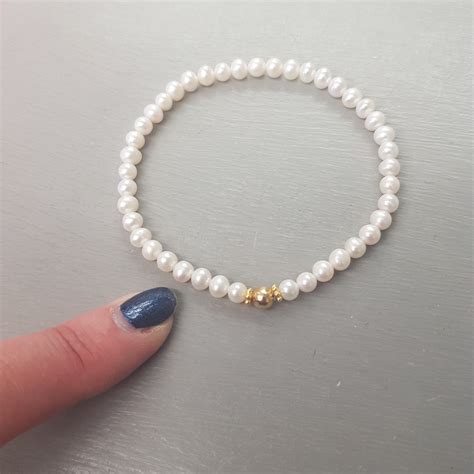 Small Freshwater Pearl Stretch Bracelet Gold Fill Or Sterling Siver 5mm