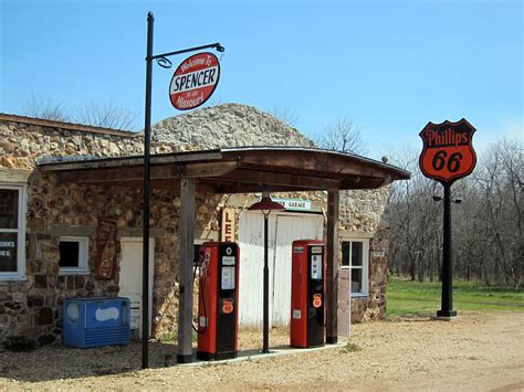 Restored Phillips 66 Service Station On Route 66 Down The Road