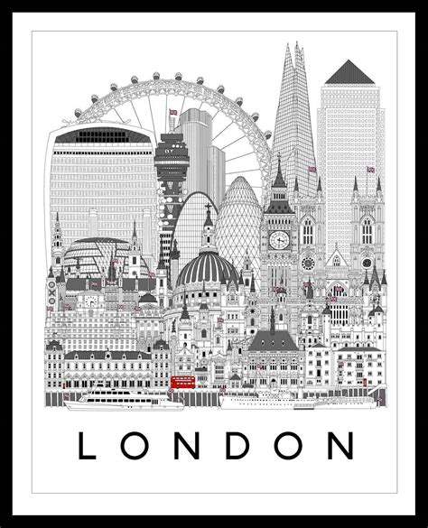 London London Skyline Print Of Famous Buildings