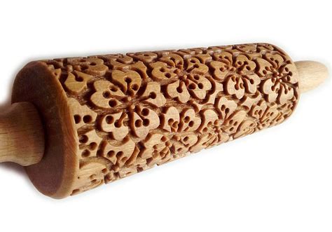 Floral Rolling Pin Apple Blossom Embossing Rolling Pin Etsy