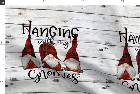 Hanging With My Gnomies Buffalo Plaid On Fabric Spoonflower