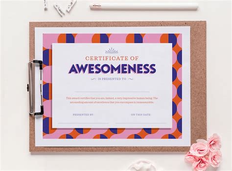 Certificate Of Awesomeness Printable Editable Pdf Etsy