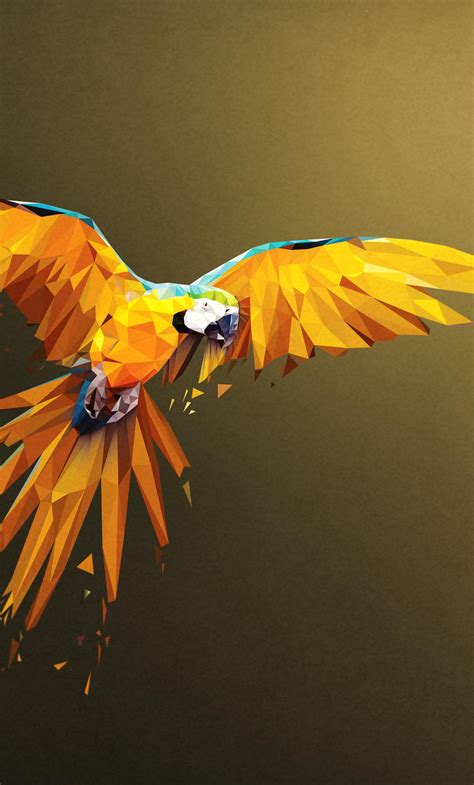 Free Download Download Macaw Flight Low Poly Art Wallpaper 1280x2120