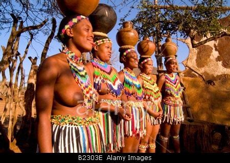 Zulu Tribes Women Dancing In Traditional Clothing Shakaland Zululand