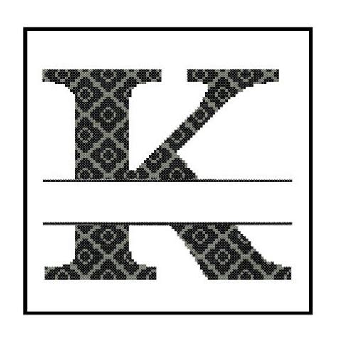 14 count aida fabric design size: Monogram K Cross Stitch Pattern K Initial K Letter cross ...