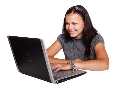 Girl Using Laptop Png Image For Free Download