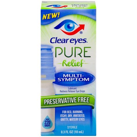 Clear Eyes Preservative Free Pure Relief Multi Symptom 3 Fluid Ounces
