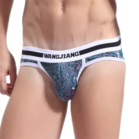 Mens Wj Brand Cotton Printed Underwear Briefs Breathable Fabric Bikini Cheeky Brief Gay Man