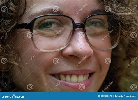 Brazilian Curly Haired Woman Looking At The Camera Stock Image Image