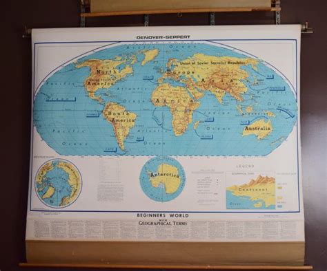 Vintage School Map World Map Pull Down Map Large Industrial Etsy
