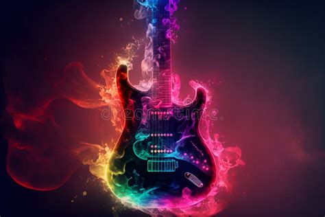 Ai Generated Illustration Of An Electric Guitar With Rainbow Flames