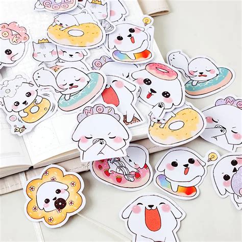 45 Pcsbox Cute Cartoon Puppy Mini Decoration Paper Sticker Package Diy