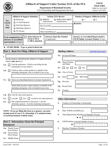 Form I 864 Affidavit Of Support 2022 2024