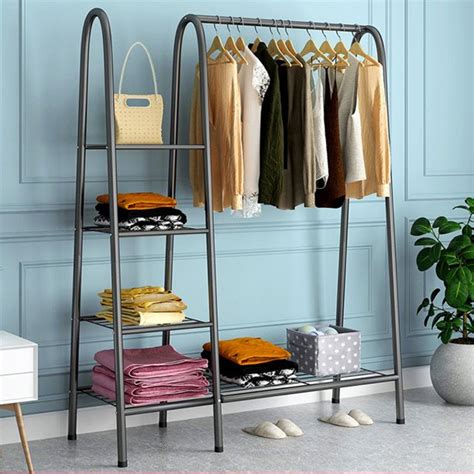 Not all closet shelving units need to be connected to the walls. Freestanding Clothes Rack Metal Garment Rack Clothing Rack ...
