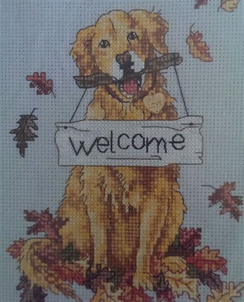 Welcome Dog Cross Stitch Kit Golden Retriever Best Friend